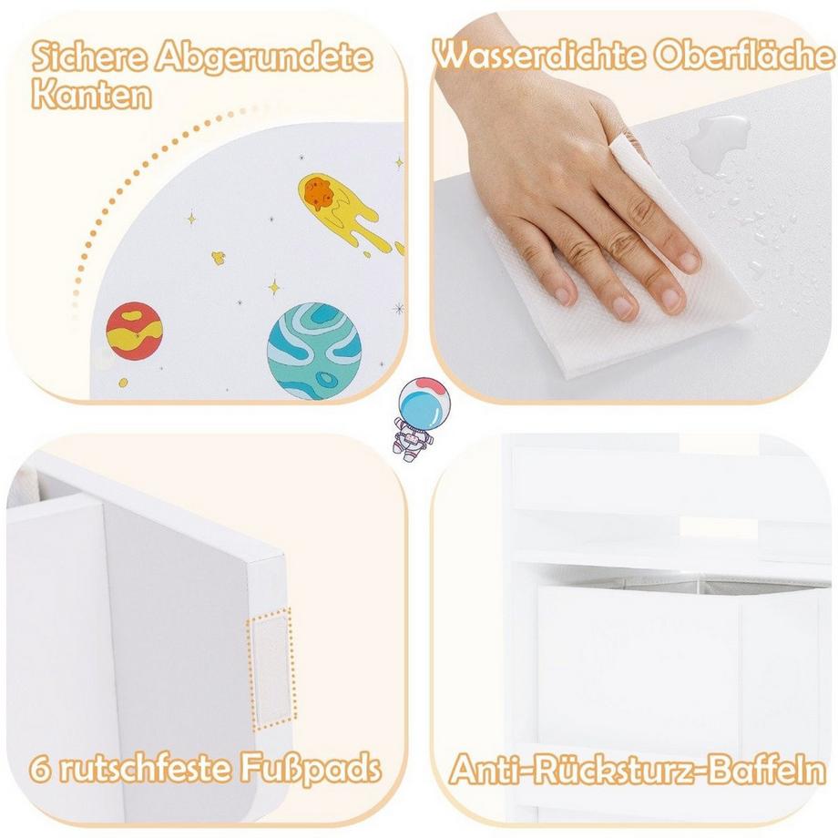 B2X Armadietto per cameretta indipendente, scaffale per giocattoli a 3 livelli, per bambini piccoli, Asteroids White  