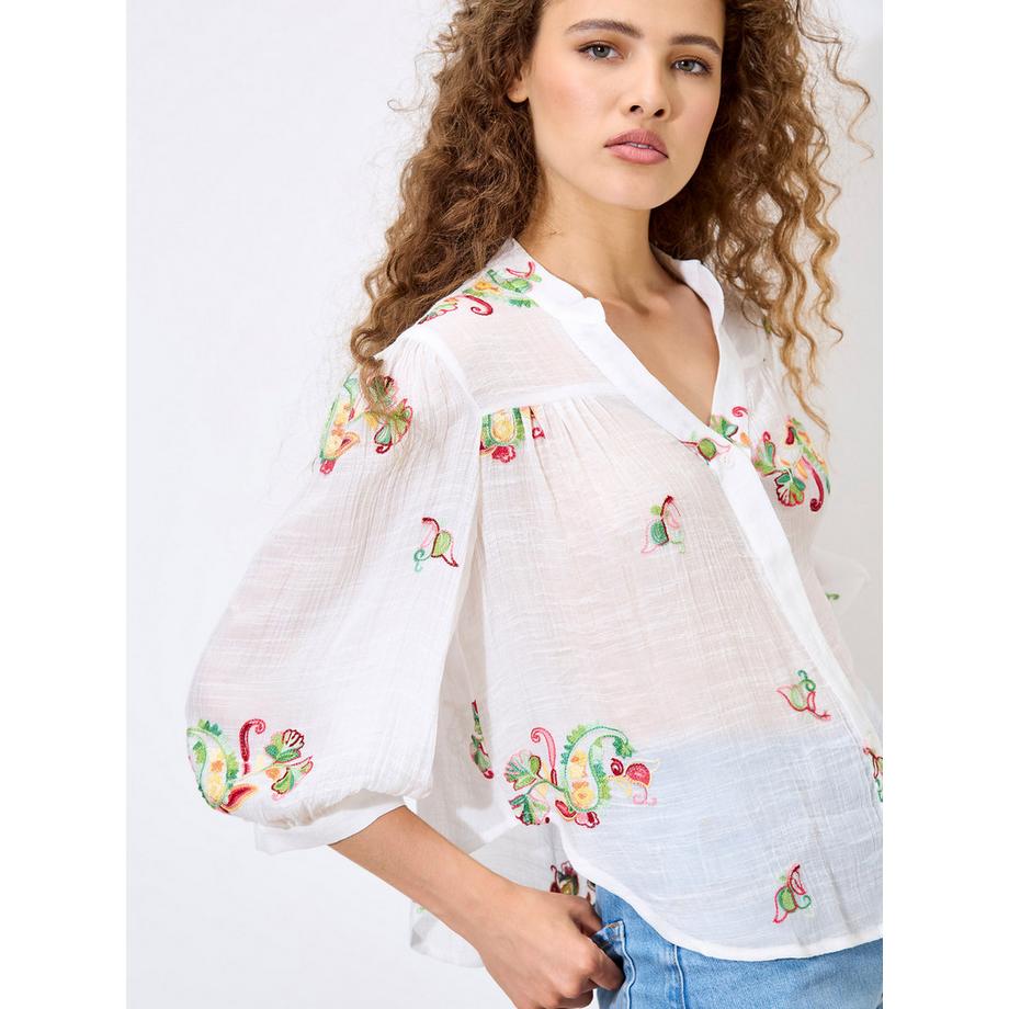 APRICOT Bluse mit Blumen und Paisley Stickerei  