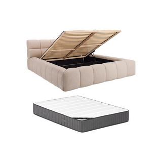 PASCAL MORABITO Lit coffre 180 x 200 cm - Tissu - Beige + Matelas - FORVIK II de Pascal Morabito  