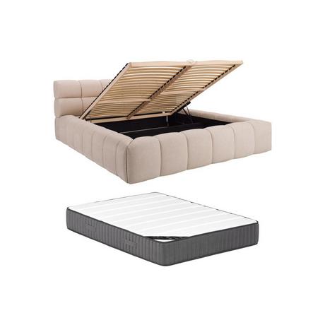 PASCAL MORABITO Lit coffre 180 x 200 cm - Tissu - Beige + Matelas - FORVIK II de Pascal Morabito  