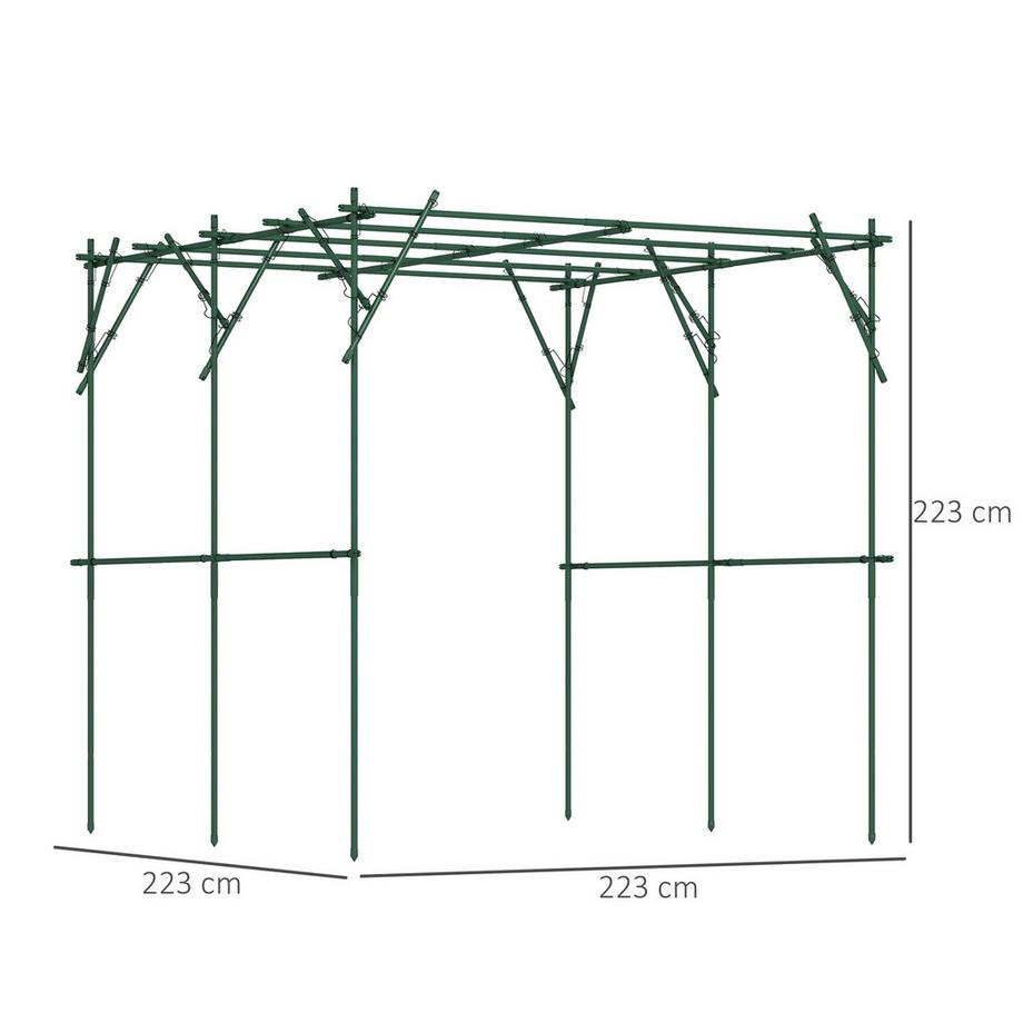 Northio Treillis en acier inoxydable avec support triangulaire 223x223x223 cm Arc à roses pour plantes grimpantes Treillis de jardin pour plantes d'intérieur Treillis pour légumes Fleurs vert Aosom  