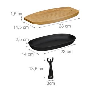 B2X Teglia da portata con base in legno confezione da 2  