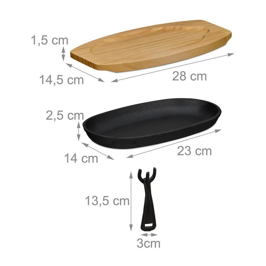 B2X Plat de service avec base en bois, lot de 2  