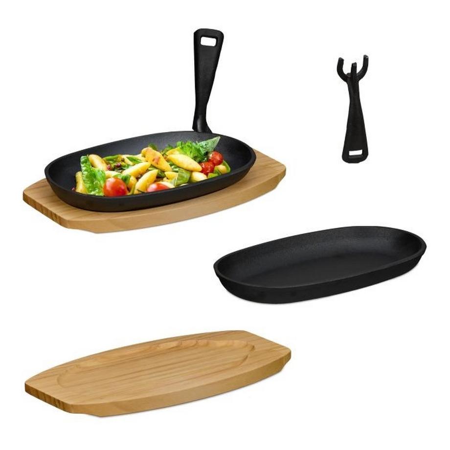 Plat de service avec base en bois, lot de 2