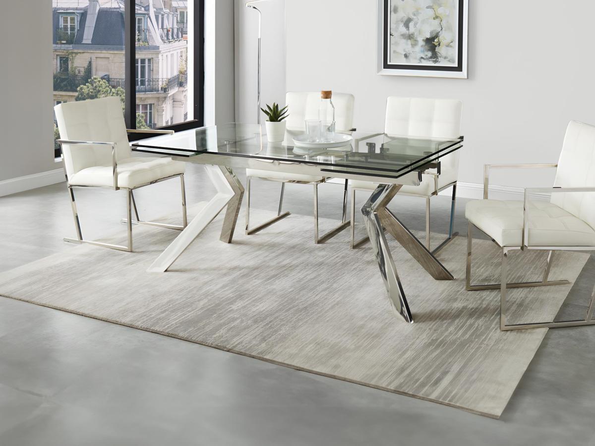 Vente-unique Table à  manger extensible VELIKA Verre trempé métal 6 à  8 cous  