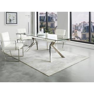 Vente-unique Table à  manger extensible VELIKA Verre trempé métal 6 à  8 cous  