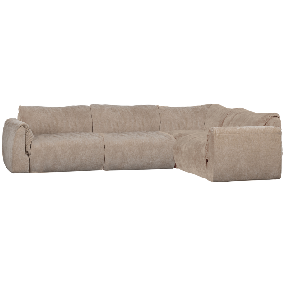 Canapé d'angle Baggy droit 3D-Chenille sable 301x210