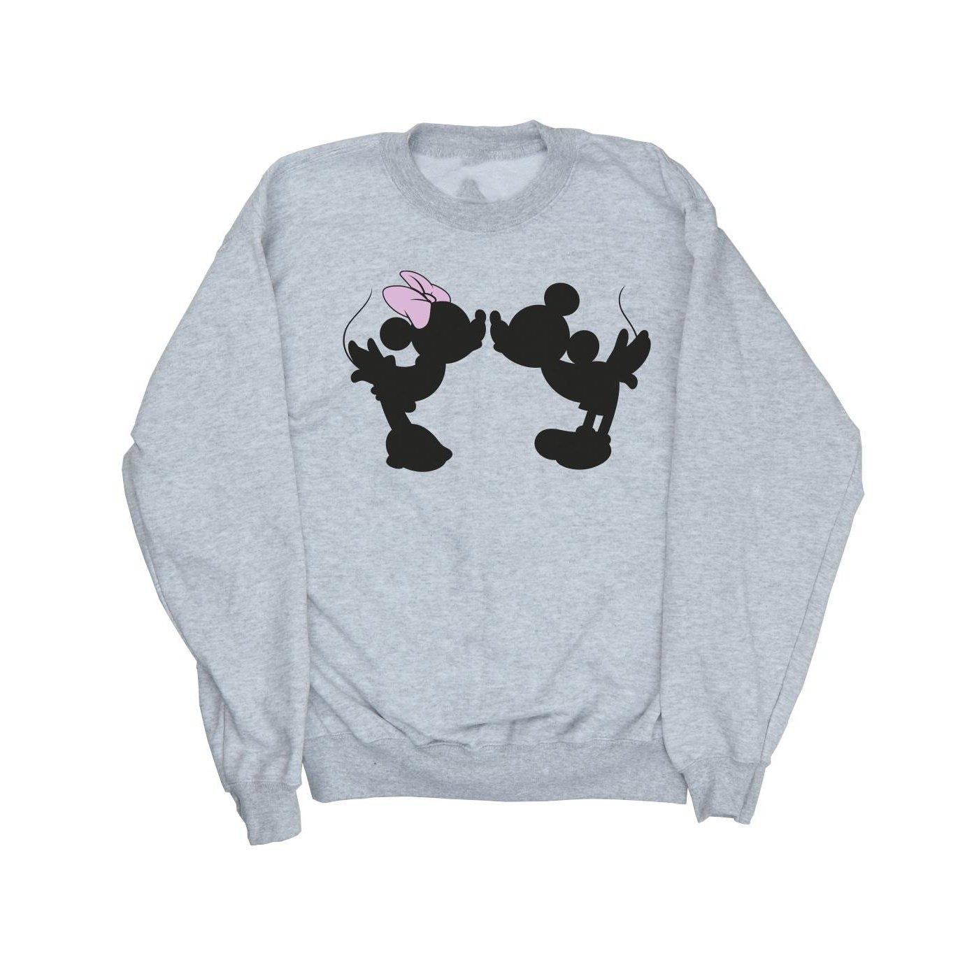 Image of Mickey Minnie Kiss Silhouette Sweatshirt Damen Grau S
