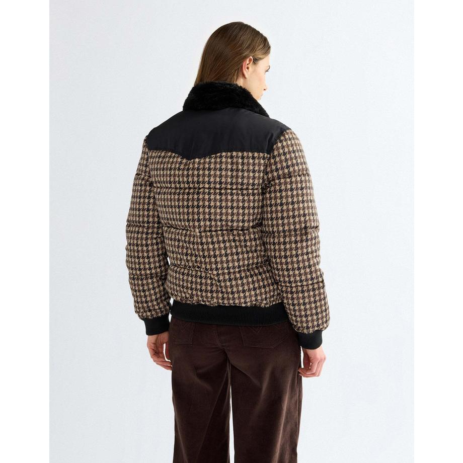 Wrangler Giubbotto Western Puffer con motivo a pied-de-poule  
