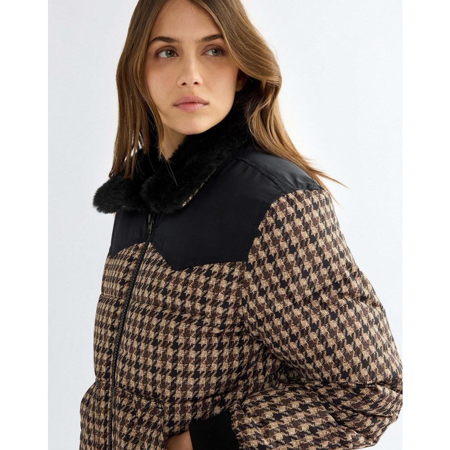 Wrangler Giubbotto Western Puffer con motivo a pied-de-poule  