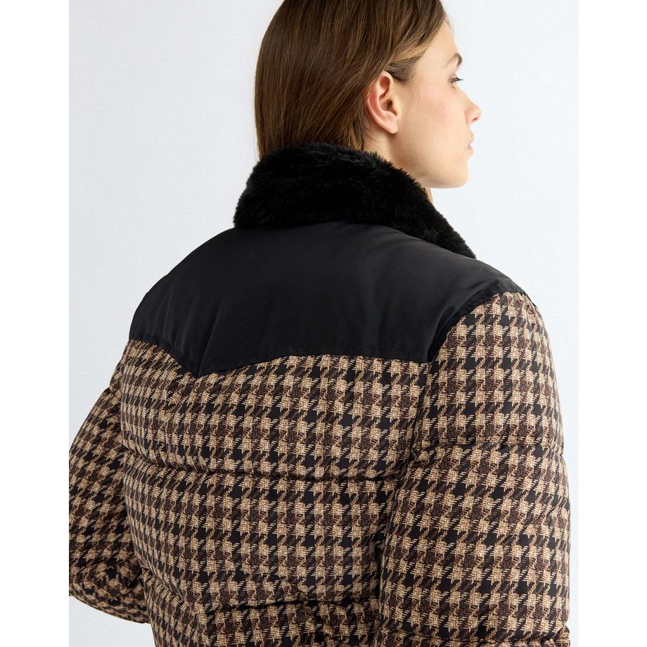 Wrangler Giubbotto Western Puffer con motivo a pied-de-poule  