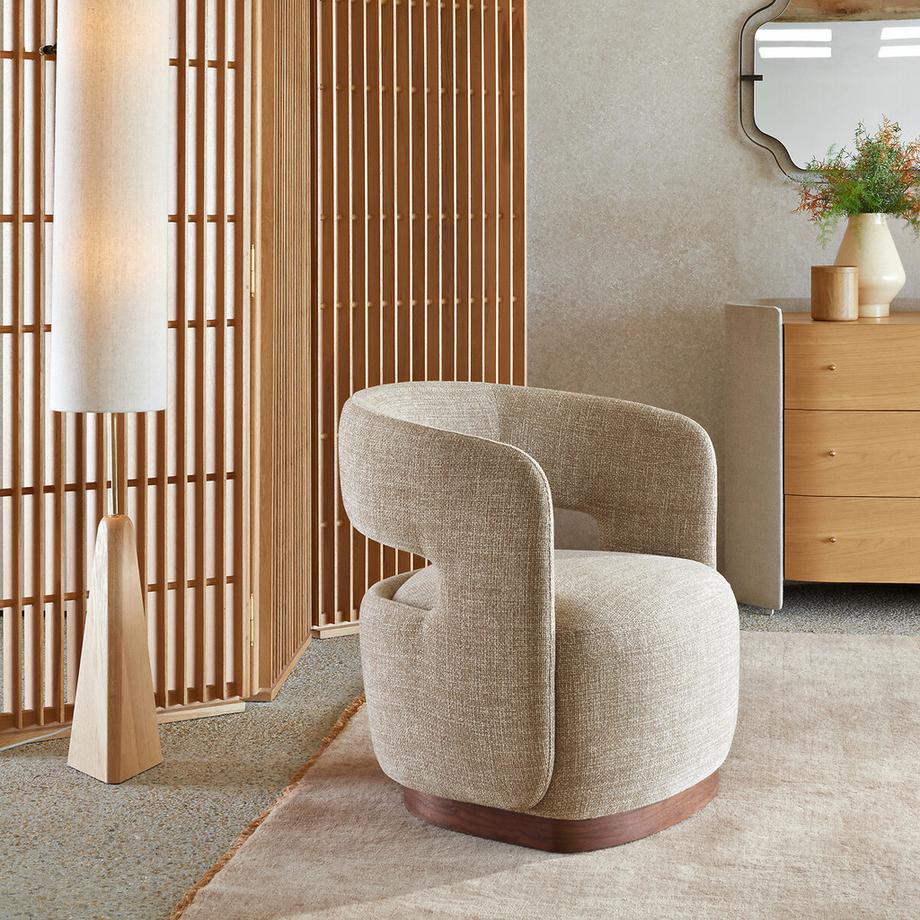 AM.PM Fauteuil texturé pivotant base plaqué noyer Jesper  