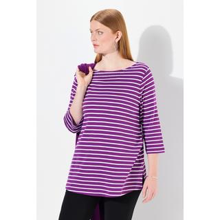 Ulla Popken  Ringelshirt, Pima Cotton, U-Boot-Ausschnitt, 3/4-Arm 