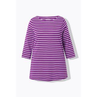 Ulla Popken  Ringelshirt, Pima Cotton, U-Boot-Ausschnitt, 3/4-Arm 