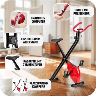 Tectake  FitX-Bike per allenamento domestico, pieghevole con computer 