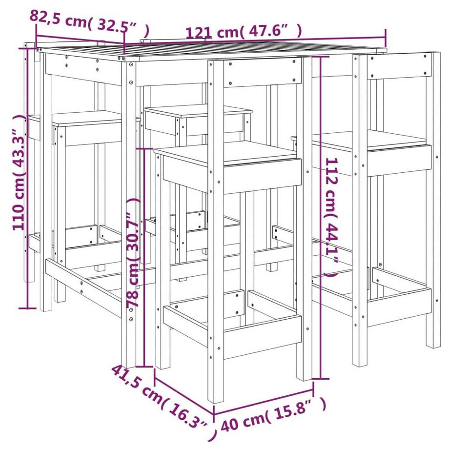 VidaXL Gartenbar set kiefernholz  