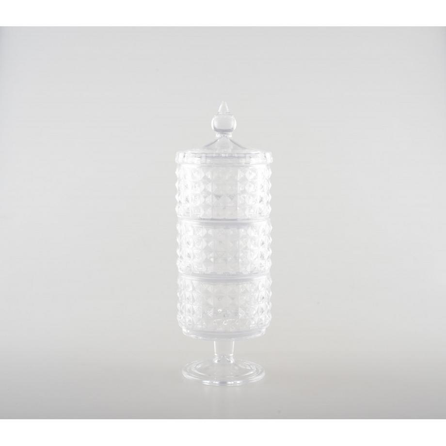 Aulica  BONBONNIERE 2 ETAGES EN VERRE SUR PIED AVEC COUVERCLE H24CM 