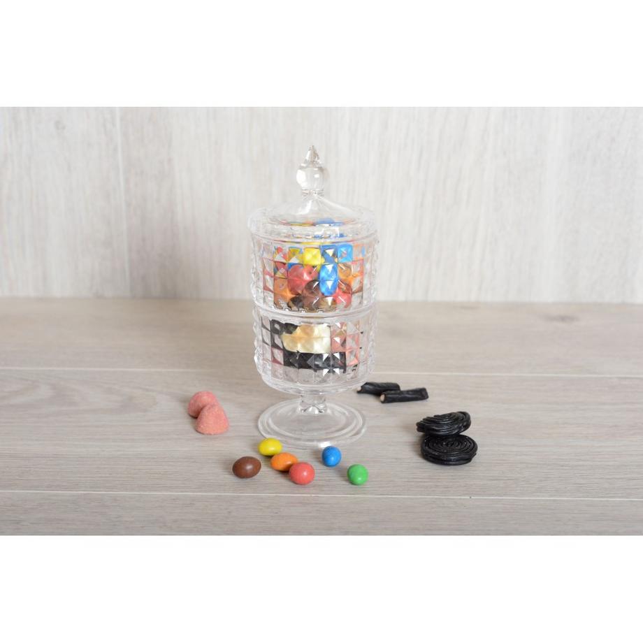 Aulica  BONBONNIERE 2 ETAGES EN VERRE SUR PIED AVEC COUVERCLE H24CM 