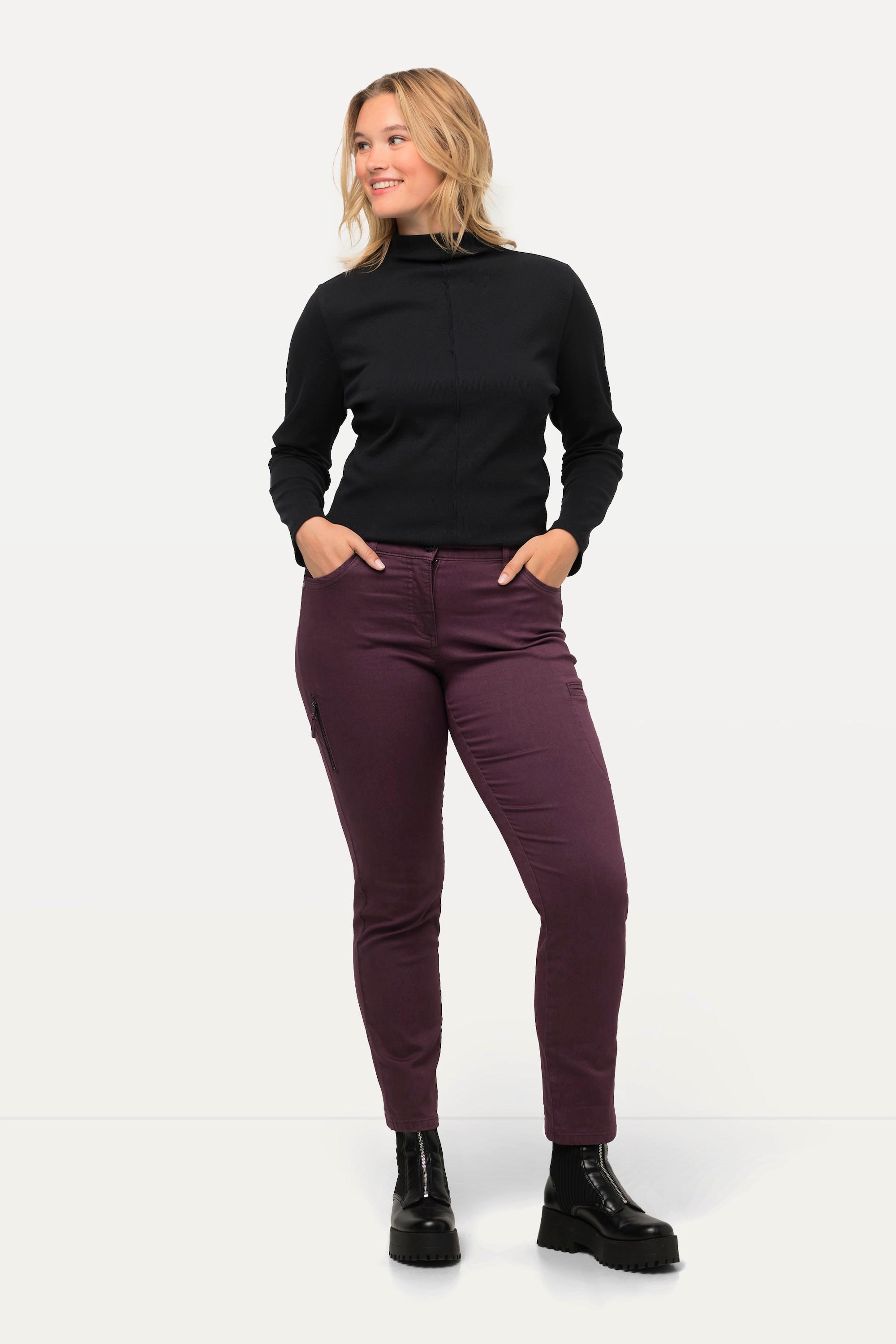 Ulla Popken  Pantalon cargo Sammy, ruban fantaisie, coupe droite 