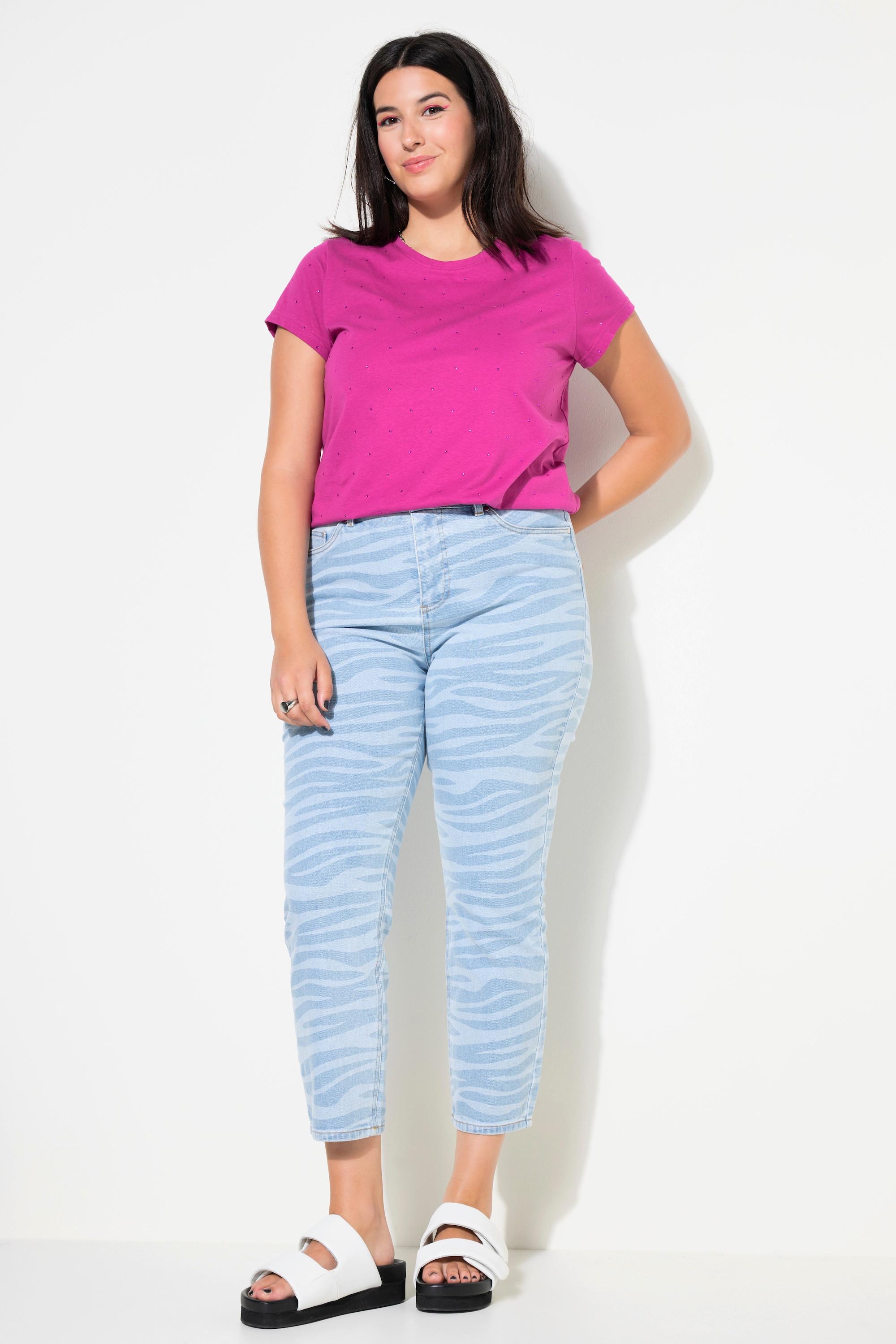 Studio Untold  Jean Mom 5 poches, coupe Wide Legs, imprimé zébré 