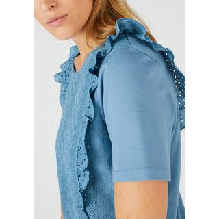 Damart  Tee-shirt bi-matière broderie anglaise. 