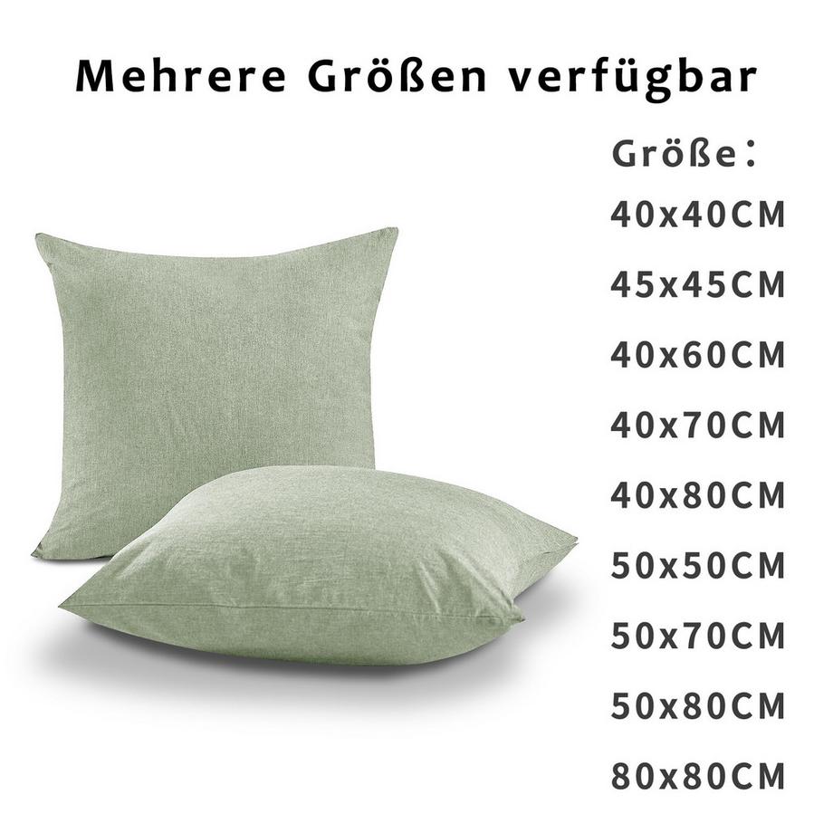 Alopini  Kissenbezug 2er Set - Kissenbezüge aus gewaschener Baumwolle mit einer Optik und einem atmungsaktiven Kissenbezug 