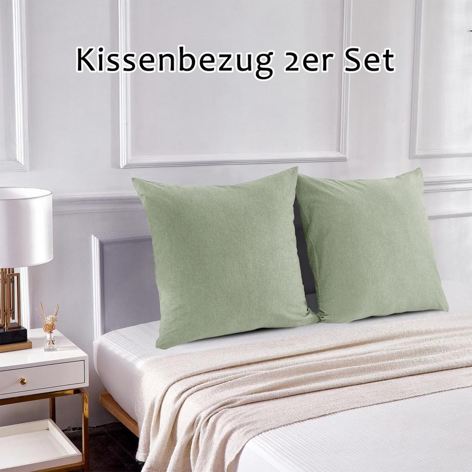 Alopini  Kissenbezug 2er Set - Kissenbezüge aus gewaschener Baumwolle mit einer Optik und einem atmungsaktiven Kissenbezug 