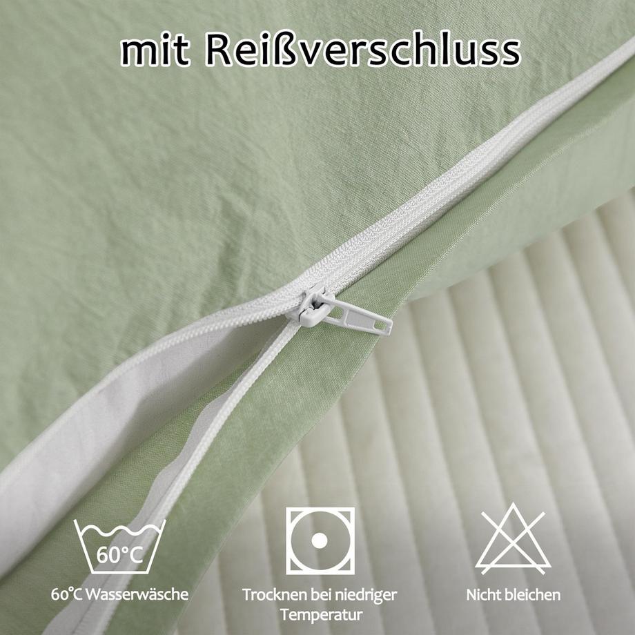 Alopini  Kissenbezug 2er Set - Kissenbezüge aus gewaschener Baumwolle mit einer Optik und einem atmungsaktiven Kissenbezug 