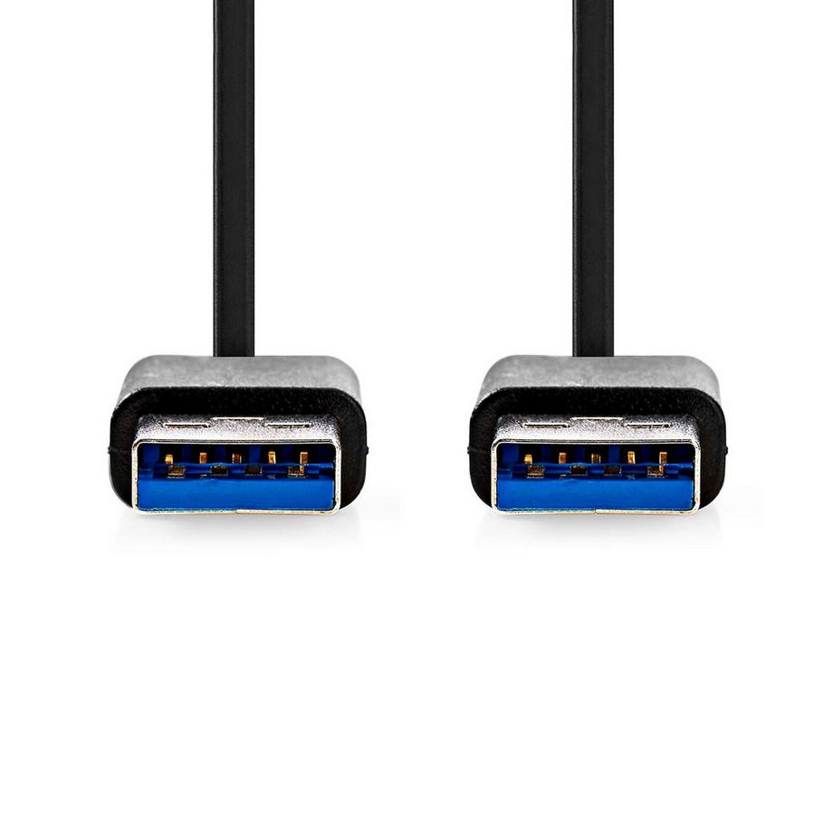 Nedis  Cavo USB | USB 3.2 Gen 1 | USB-A Maschio | USB-A Maschio | 5 Gbps | Nichelato | 2,00 m | Rotondo | PVC | Nero | Confezione 