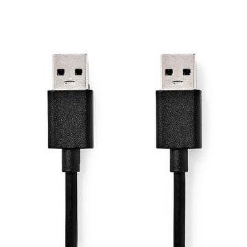 Câble USB | USB 3.2 Gen 1 | USB-A mâle | USB-A mâle | 5 Gbps | Nickelé | 2.00 m | Rond | PVC | Noir | Boîte