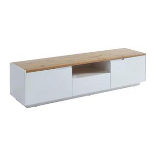 Vente-unique Mobile TV 2 ante e 1 cassetto MDF laccato Bianco Bianco e rovere AMANI  