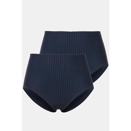 Ulla Popken  Lot de 2 culottes midi. Fines rayures, échancrure haute 