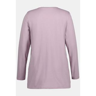 Ulla Popken  Shirt, Lagenlook, V-Ausschnitt, Langarm, Biobaumwolle 