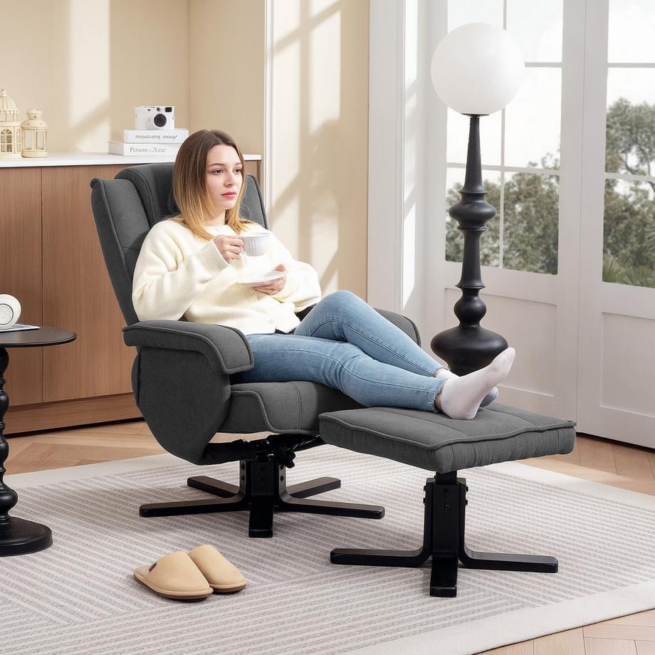 HOMCOM Fauteuil relaxant avec tabouret  