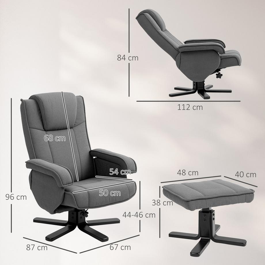 HOMCOM Fauteuil relaxant avec tabouret  