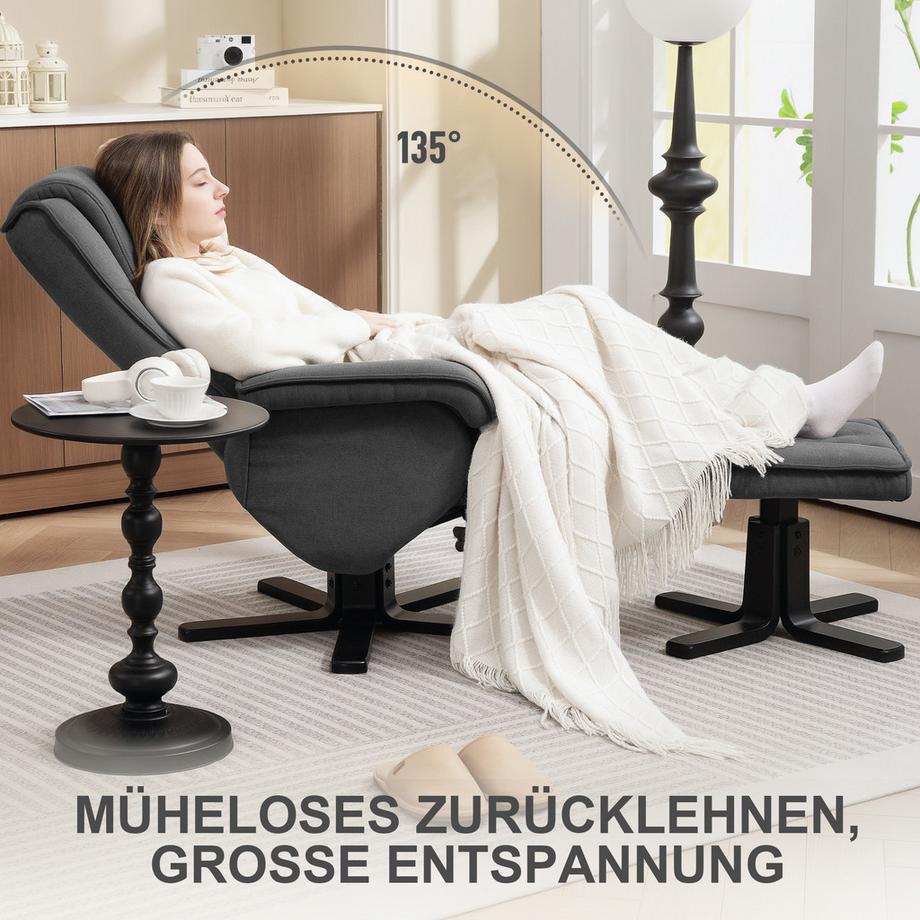 HOMCOM Fauteuil relaxant avec tabouret  