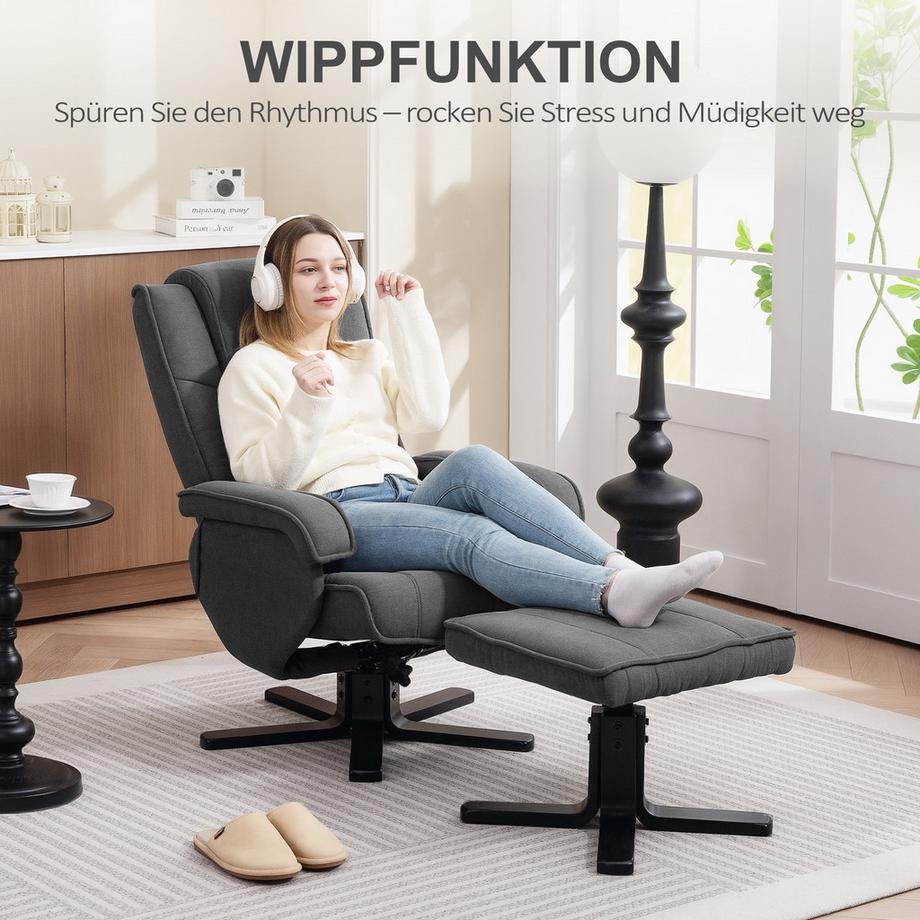 HOMCOM Fauteuil relaxant avec tabouret  