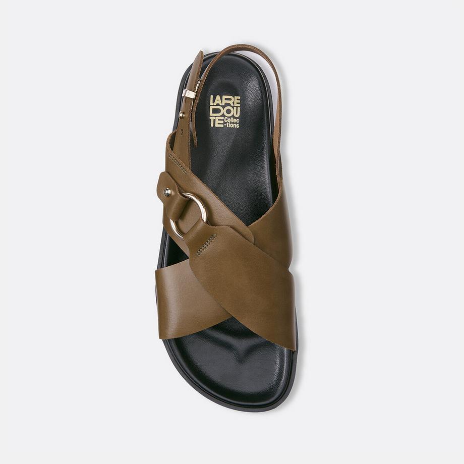 La Redoute Collections Sandales croisées en cuir lisse  