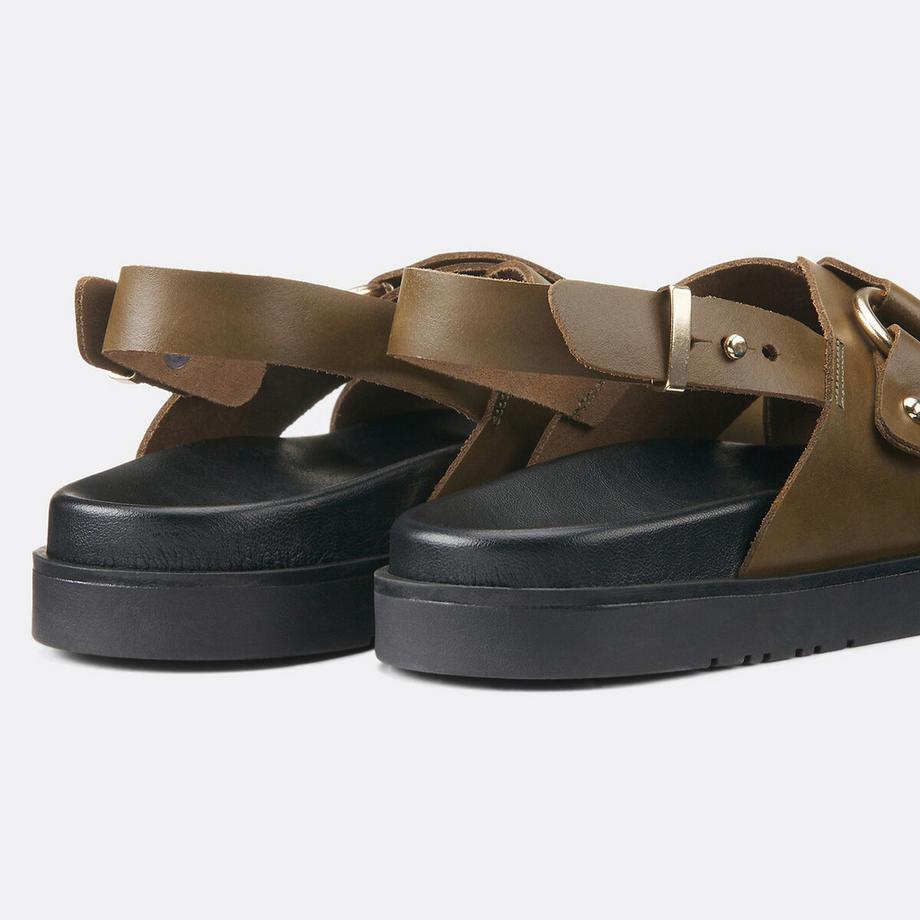 La Redoute Collections Sandales croisées en cuir lisse  