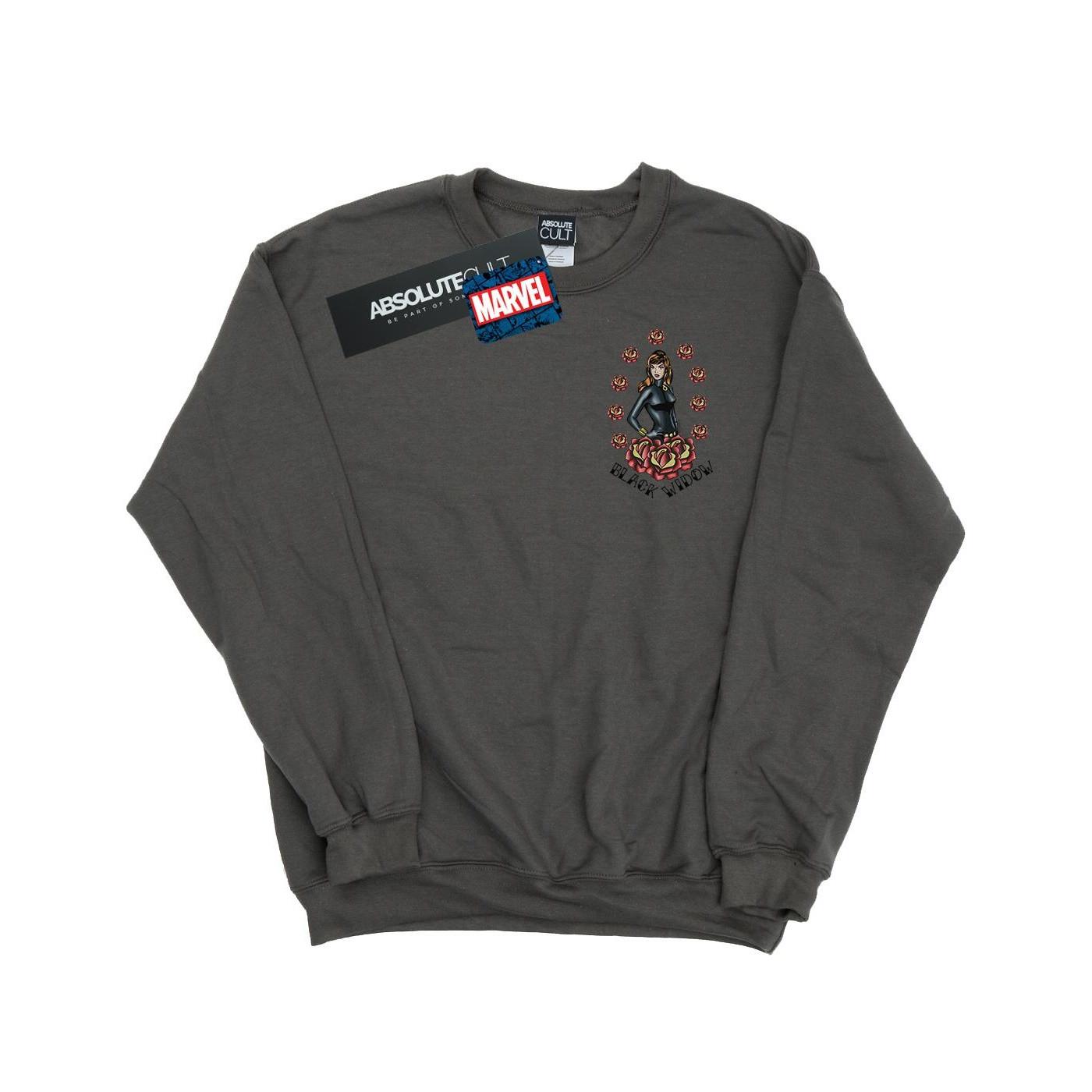 Image of Black Widow Tattoo Breast Print Sweatshirt Mädchen Charcoal Black 128