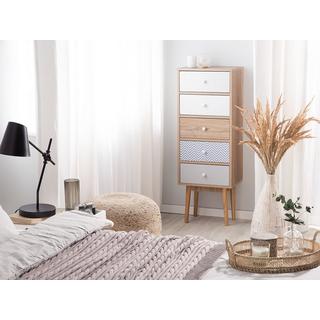 Beliani Commode à 5 tiroirs en MDF Traditionnel FOLEY  