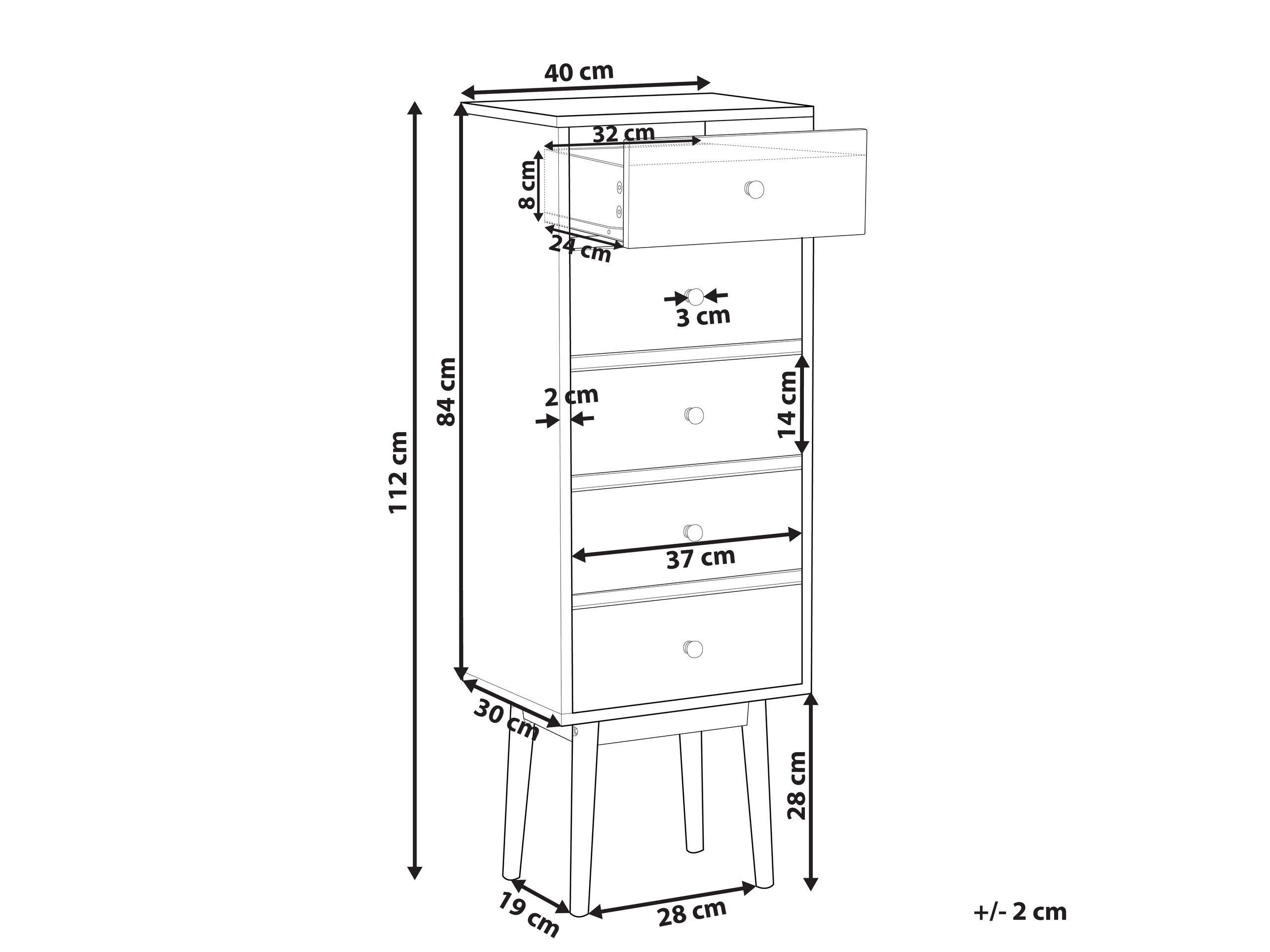 Beliani Commode à 5 tiroirs en MDF Traditionnel FOLEY  