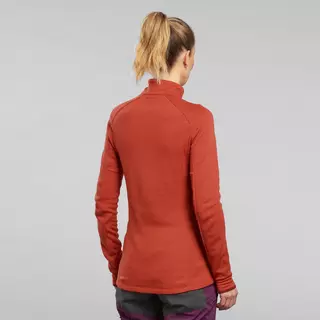 FORCLAZ T-shirt en laine mérinos de trek montagne manche longue col zippé femme - MT900  Bordeaux