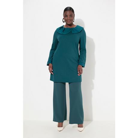 Ulla Popken Maglia Collo Drapé in Taffetà Punto di Roma Maniche Lunghe  