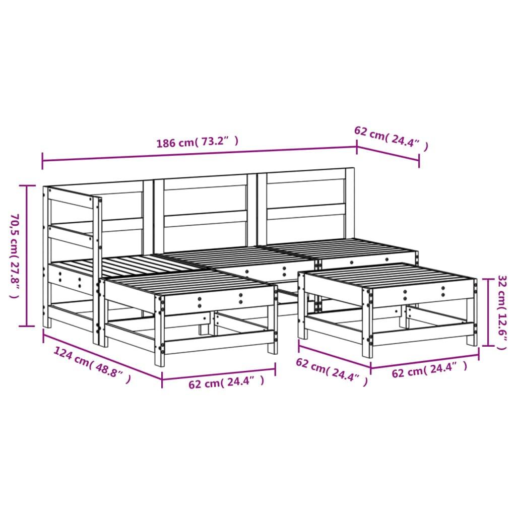 VidaXL set mobili da giardino Legno di pino  