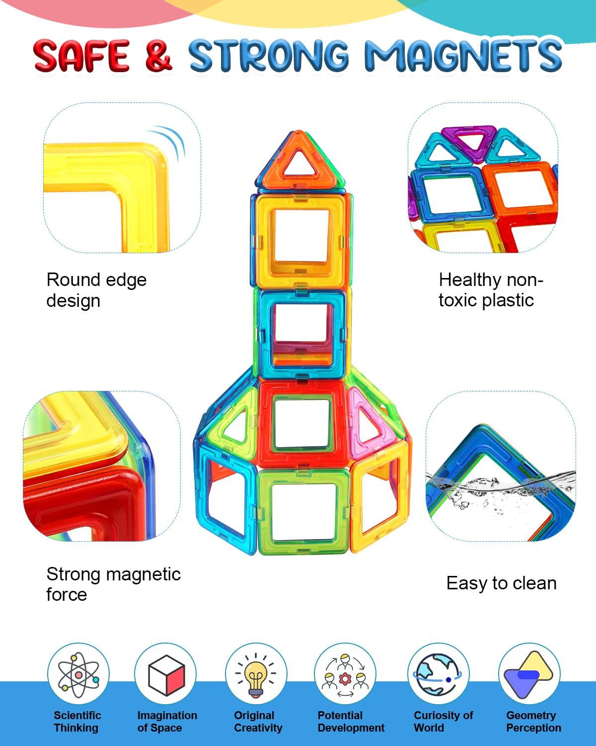 Activity-board  Magnetische Bauklötze, 65 Stück Magnetische Bauklötze Magnetische Spielzeugmagnete 