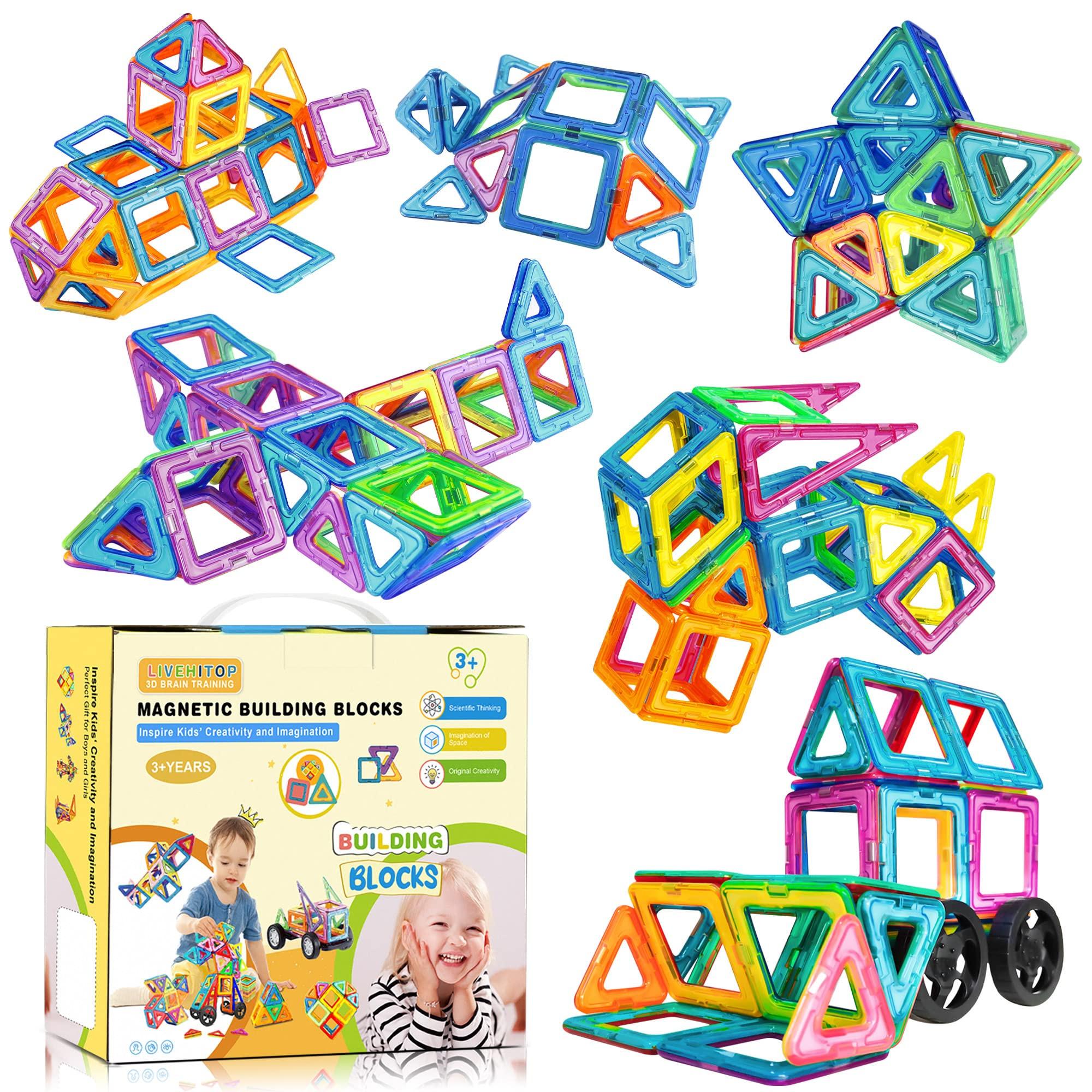 Activity-board  Magnetische Bauklötze, 65 Stück Magnetische Bauklötze Magnetische Spielzeugmagnete 