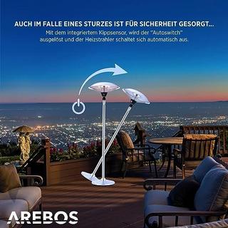 Arebos Chauffage radiant sur pied | Lampe chauffante | Chauffage radiant de terrasse | 2 niveaux de chauffage  