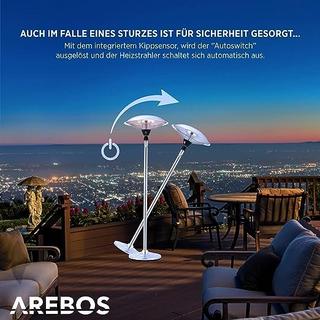 Arebos Standheizstrahler | Wärmelampe | Terrassenheizstrahler | 2 Heizstufen  