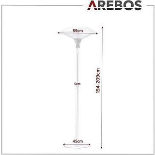 Arebos Chauffage radiant sur pied | Lampe chauffante | Chauffage radiant de terrasse | 2 niveaux de chauffage  